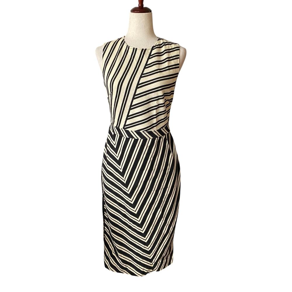 Altuzarra Wool Blend Pencil Dress Womens 40 Black Stripe Old Money Quiet Luxury